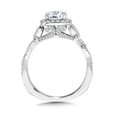 Floral-Inspired Cushion-Shaped Halo & Crisscross Diamond Engagement Ring